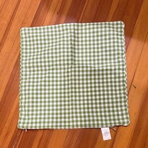 Pottery Barn Green and White Gingham Accent Pillow 18x18